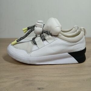 Sorel White Kinetic Impact II Lace Low Sneakers with Yellow Detail 1017